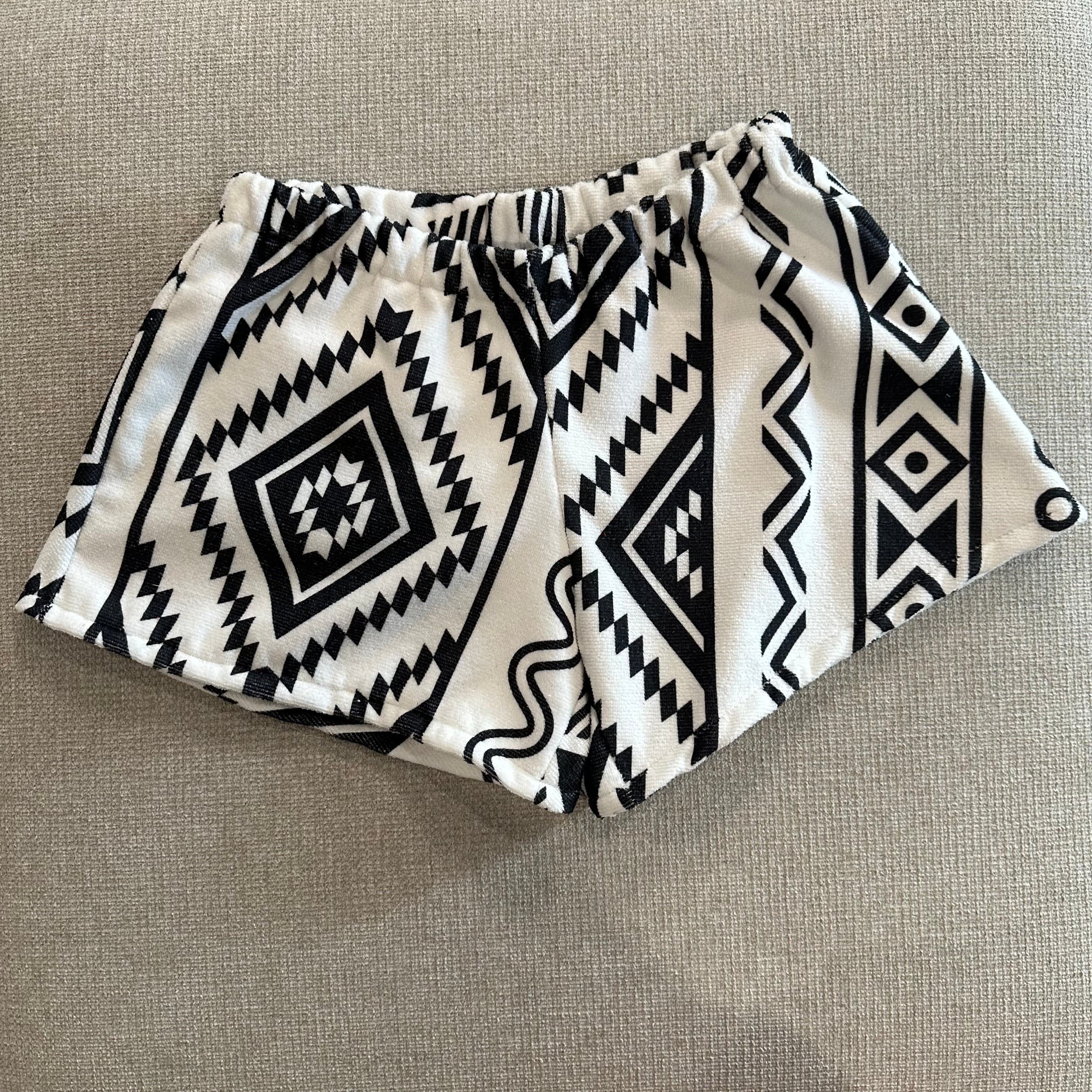 Black & White Aztec Towel Shorts