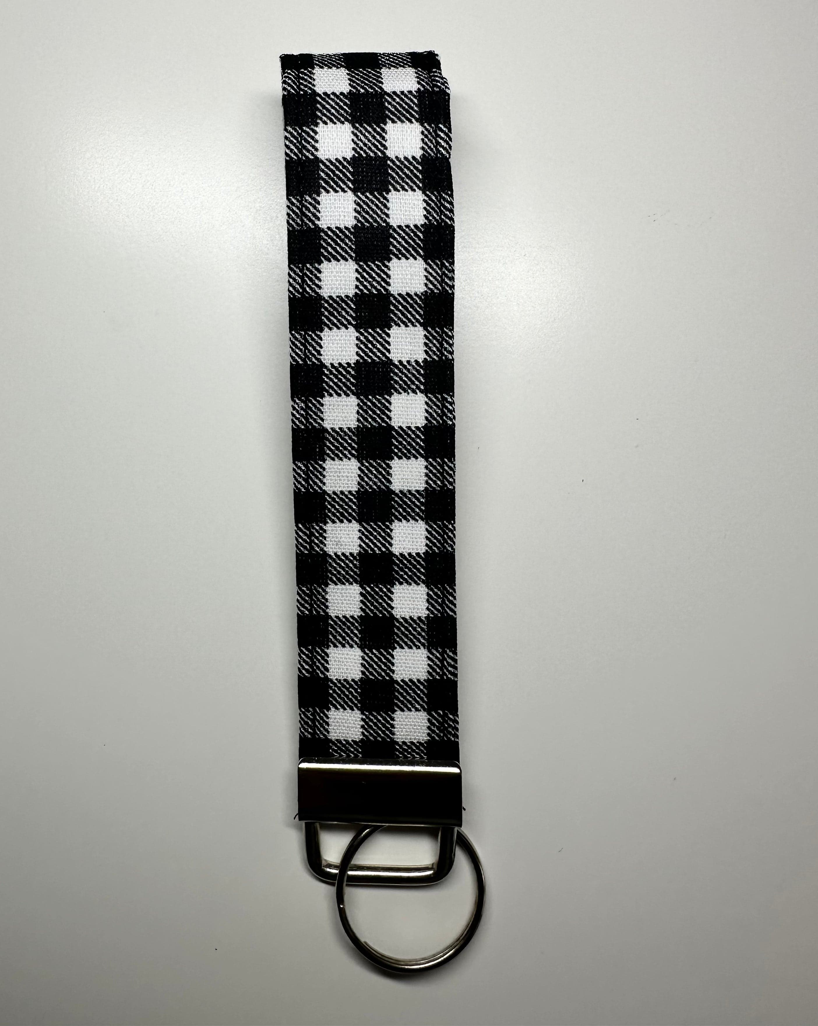 Black & White Checkered Wristlet Keychain