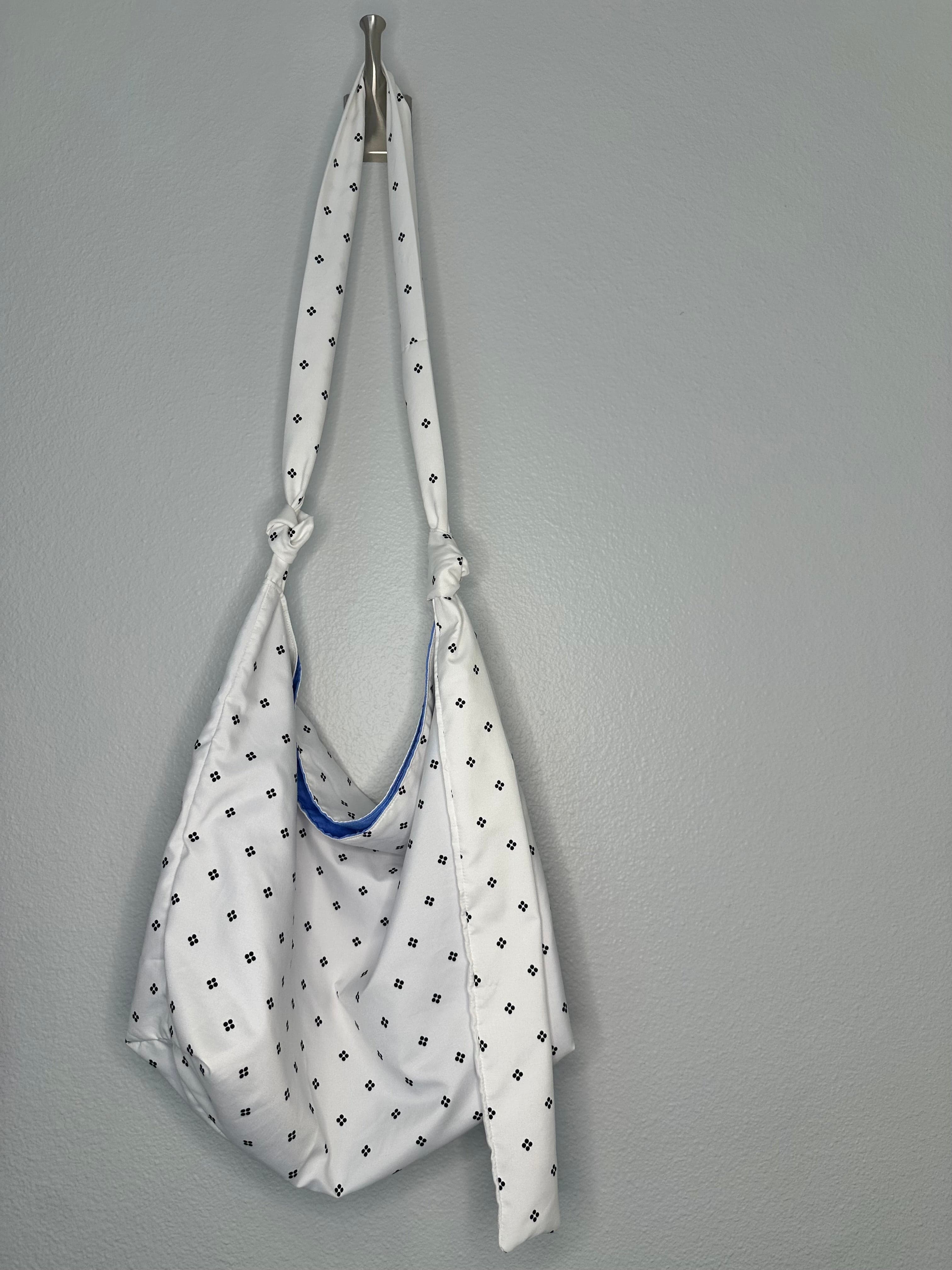 Black & White Slouchy Shoulder Bag with Adjustable Strap & Interior Pocket