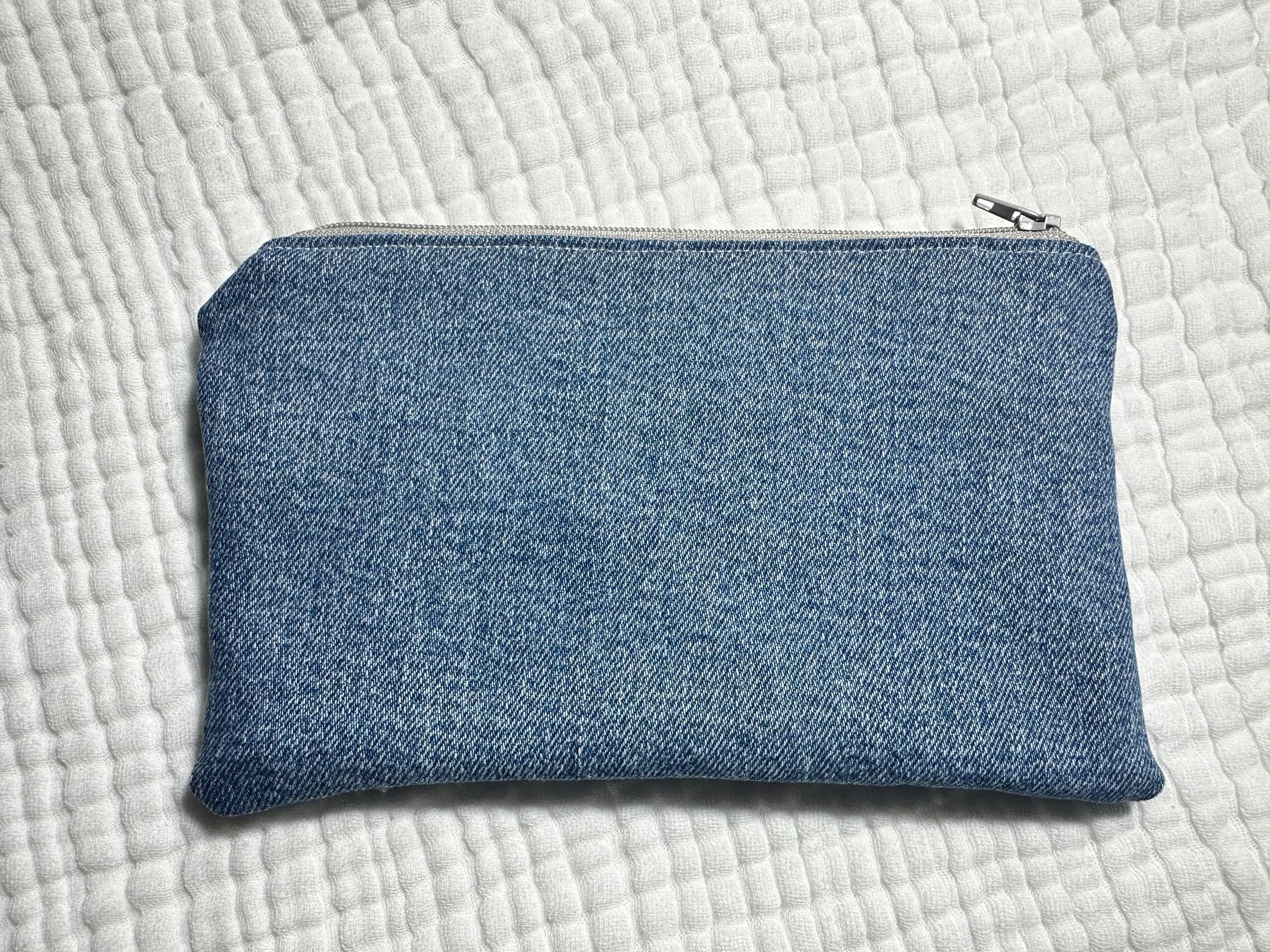 Dark Blue Jean Zipper Pouch