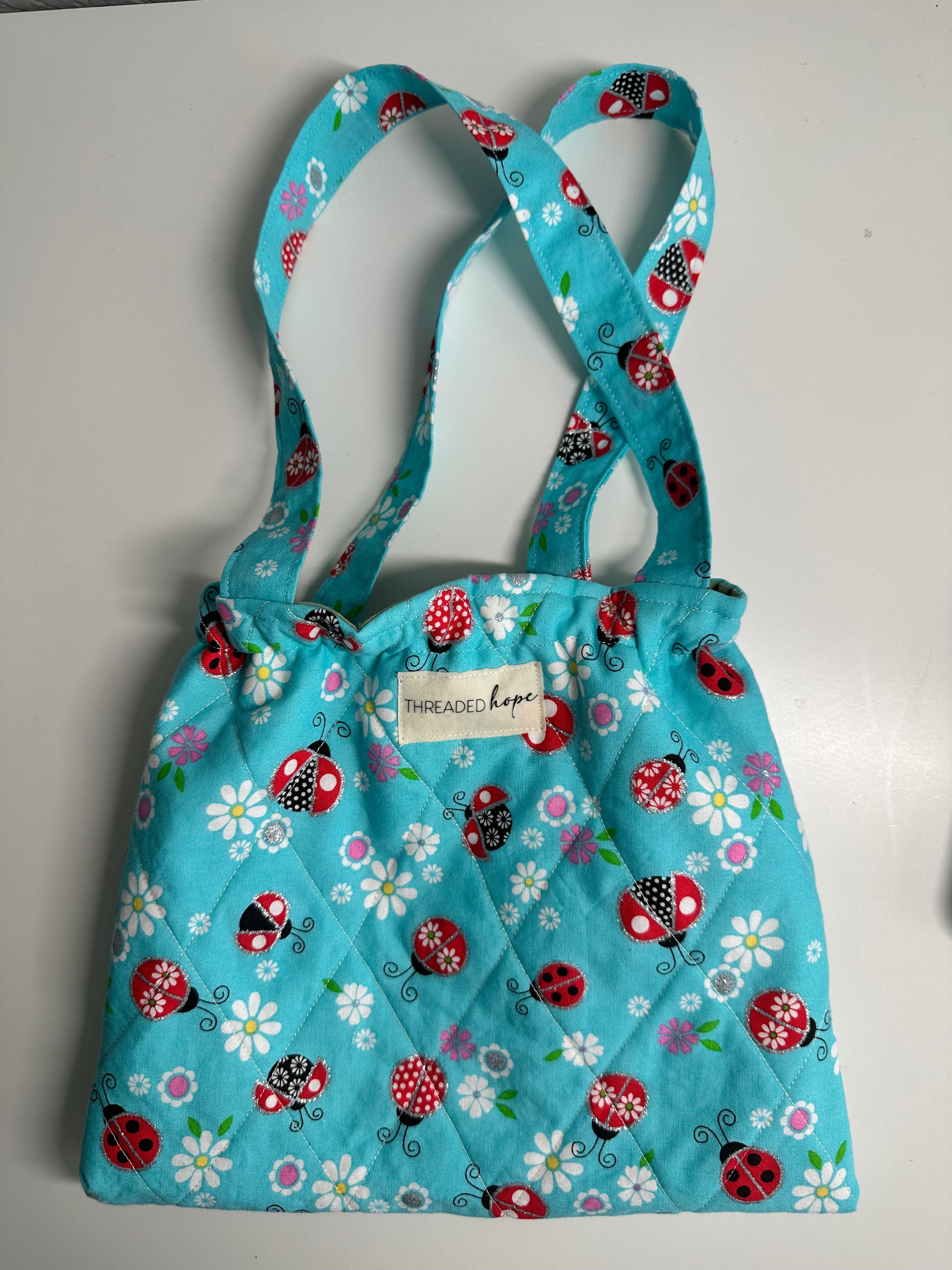 Ladybug Quilted Toddler Tote with Elastic Closure