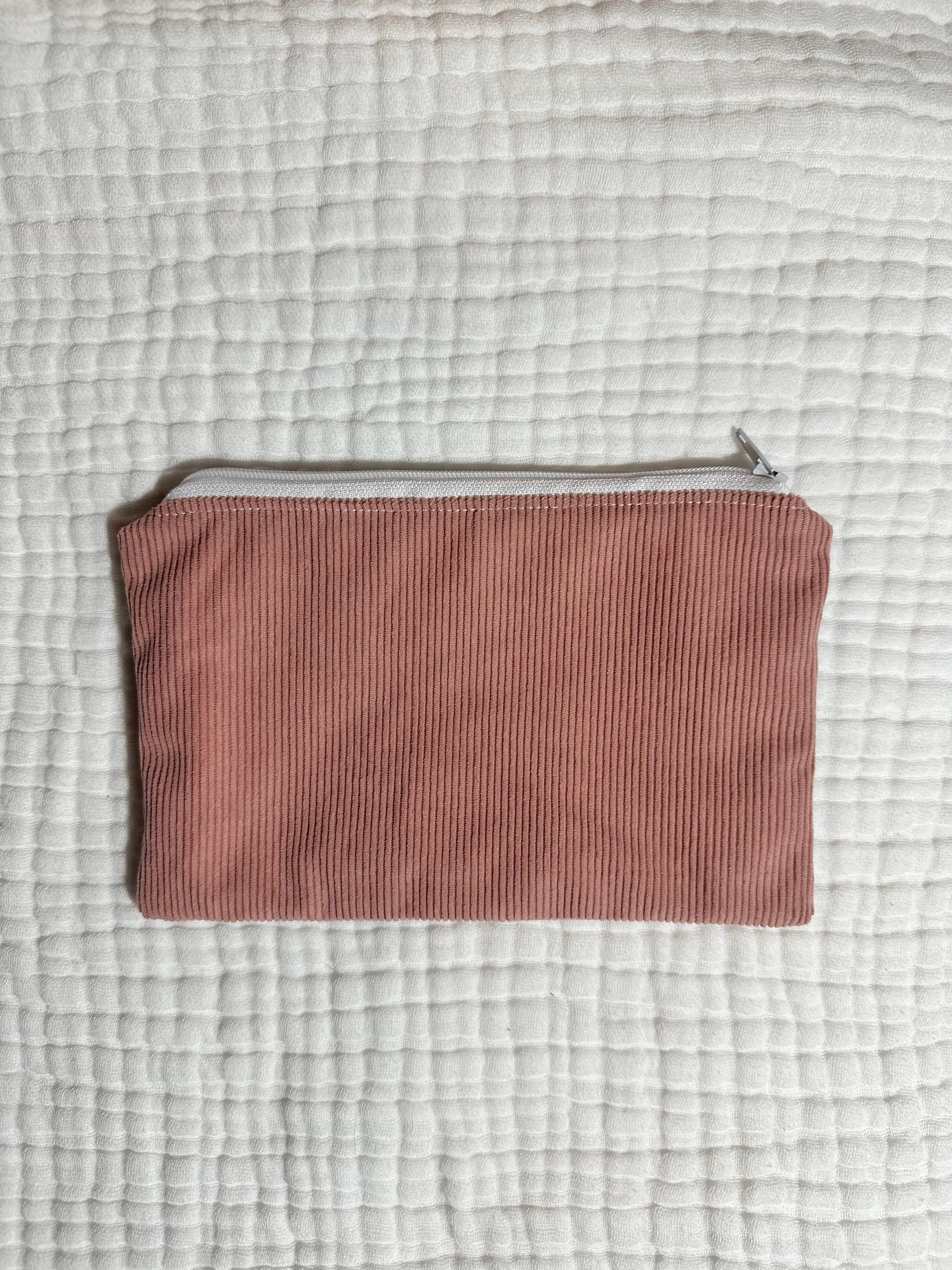 Pink Corduroy Zipper Pouch