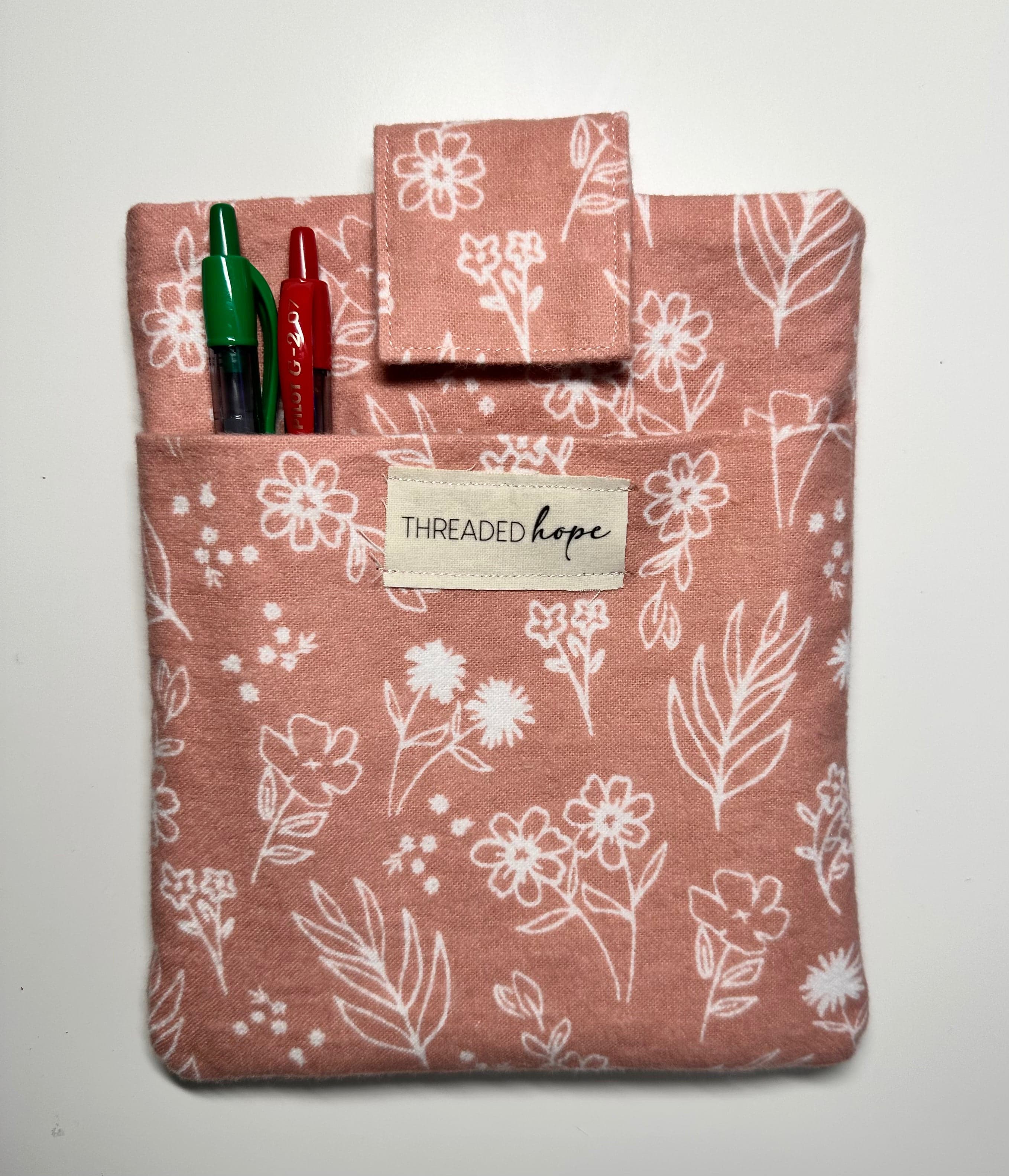 Pink Floral Kindle PaperWhite Sleeve with Front Pocket & Velcro Enclosure