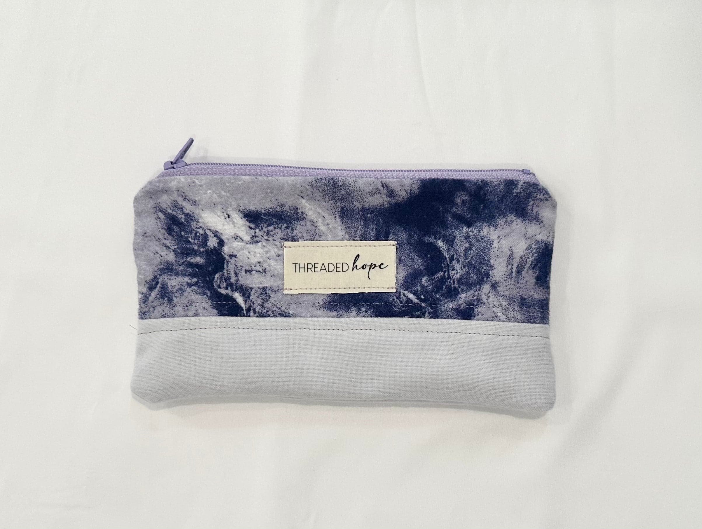 Purple Tie Dye Handmade Zipper Pouch (7” x 4”)