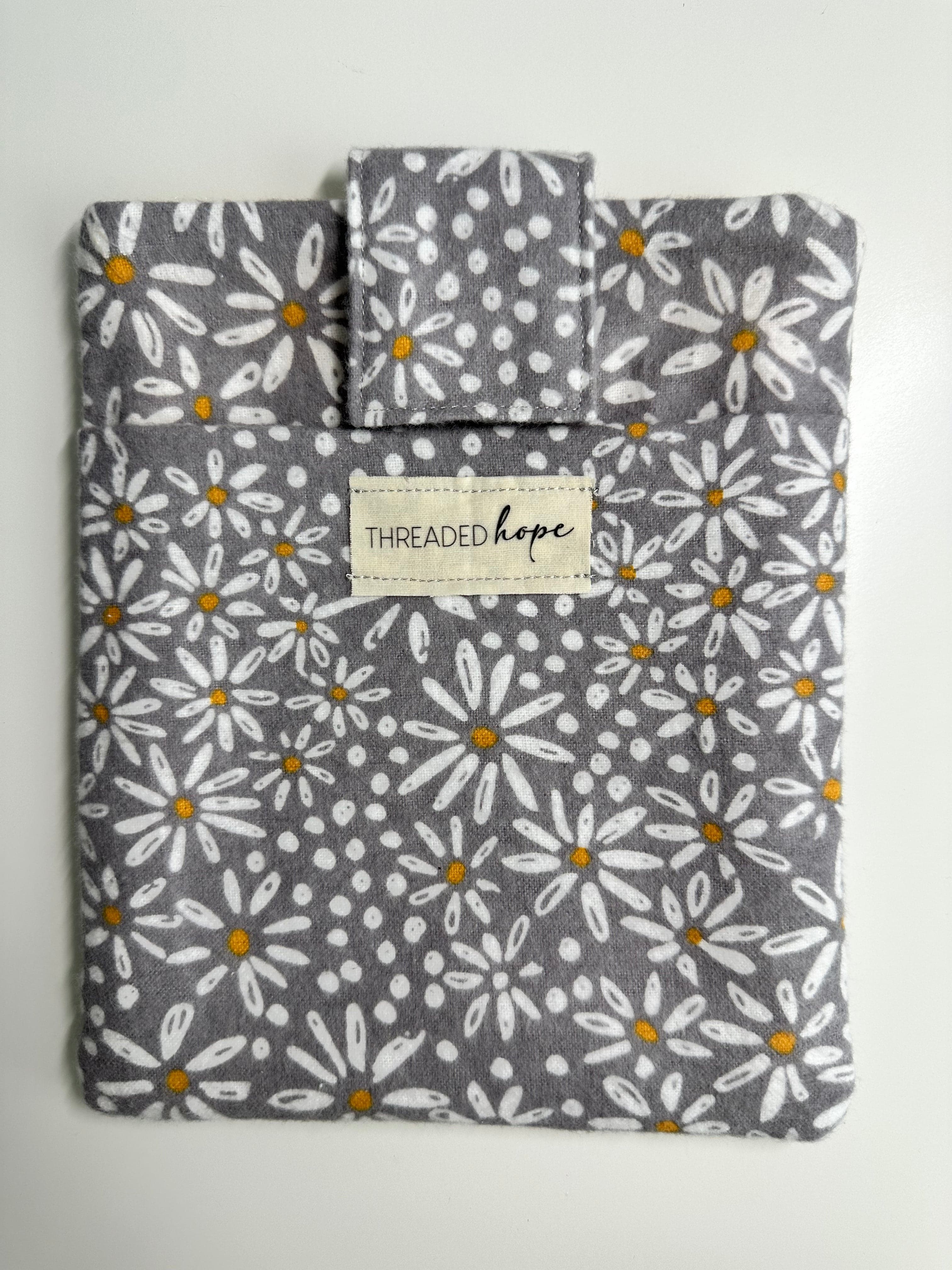 Yellow/Gray Floral Kindle PaperWhite Sleeve with Front Pocket & Velcro Enclosure